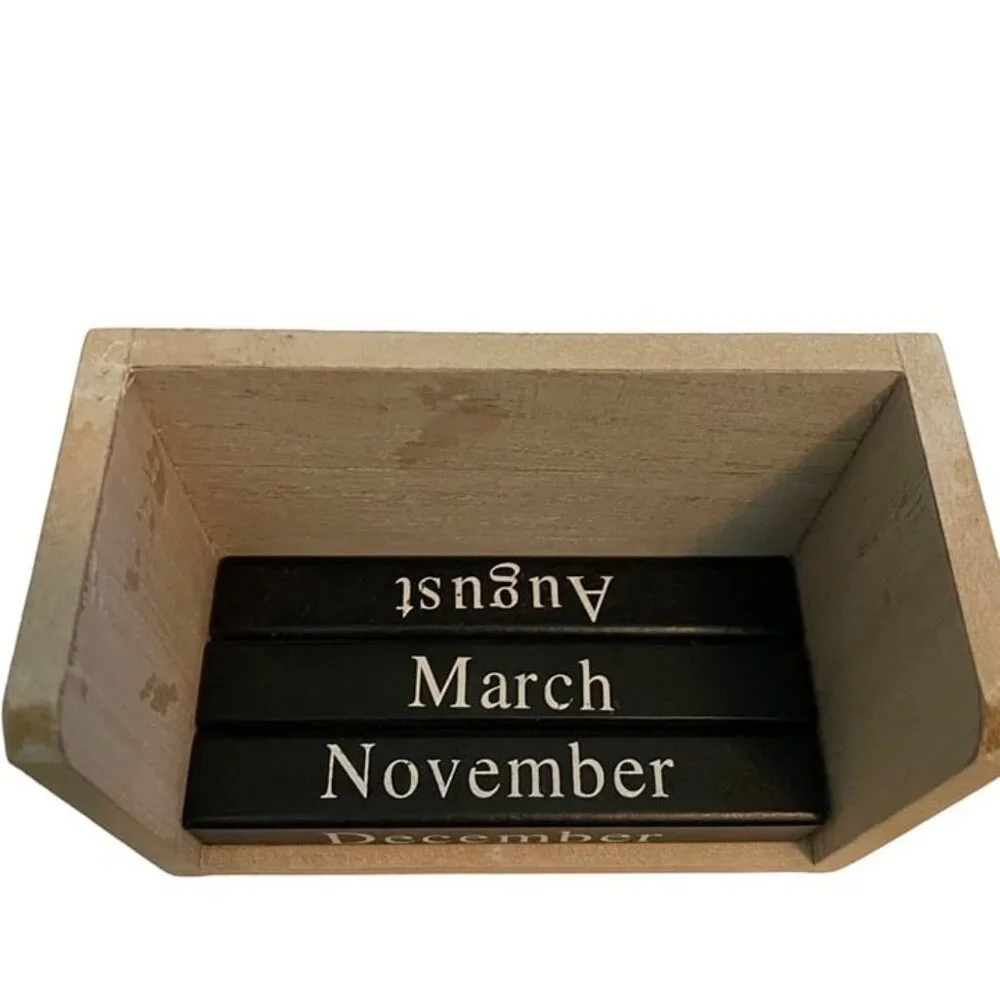 Silver One International Decorative Flip Calendar Wooden Vintage Style Farmhouse